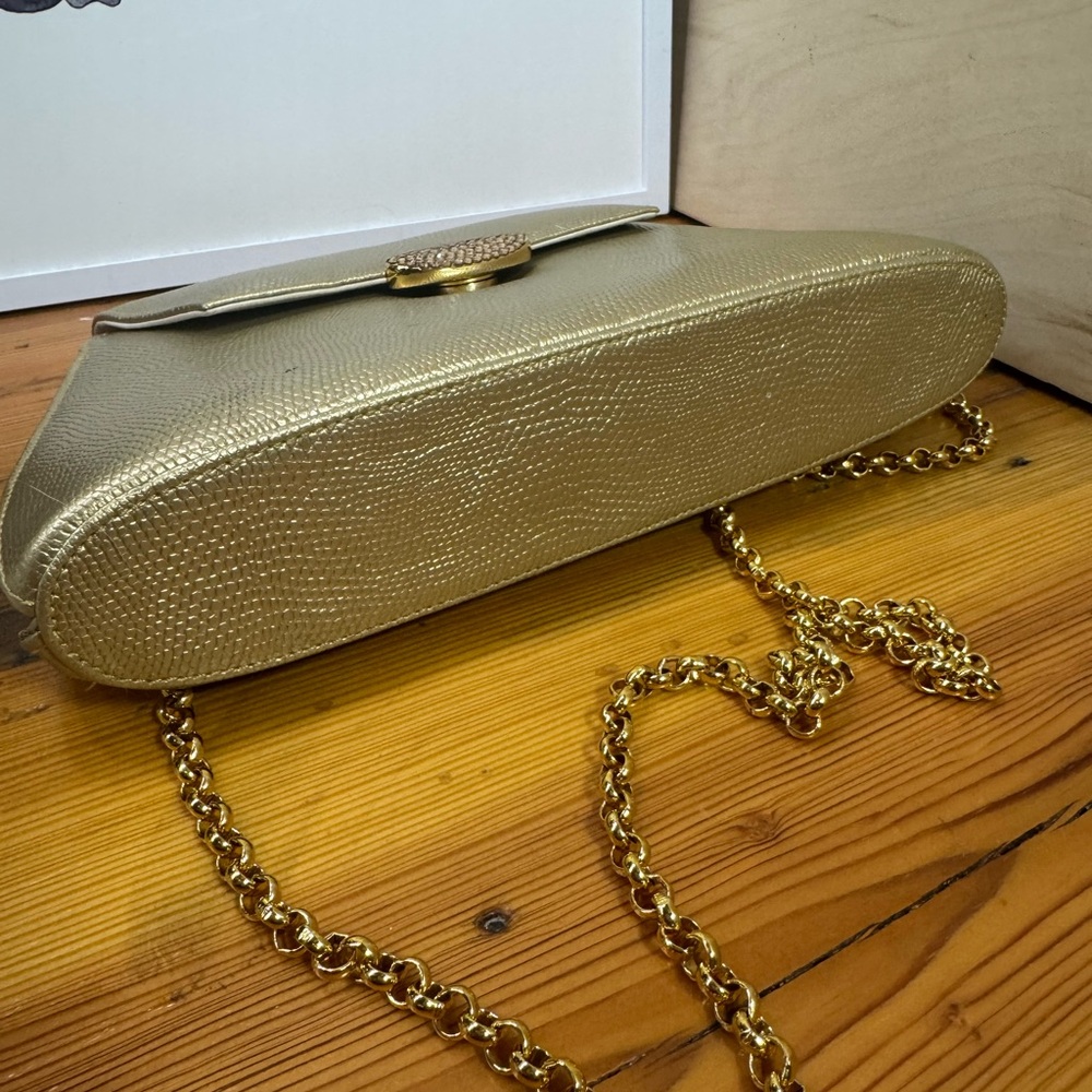 Landau vintage Gold Metallic Chain crossbody Clutch - Picture 3 of 12